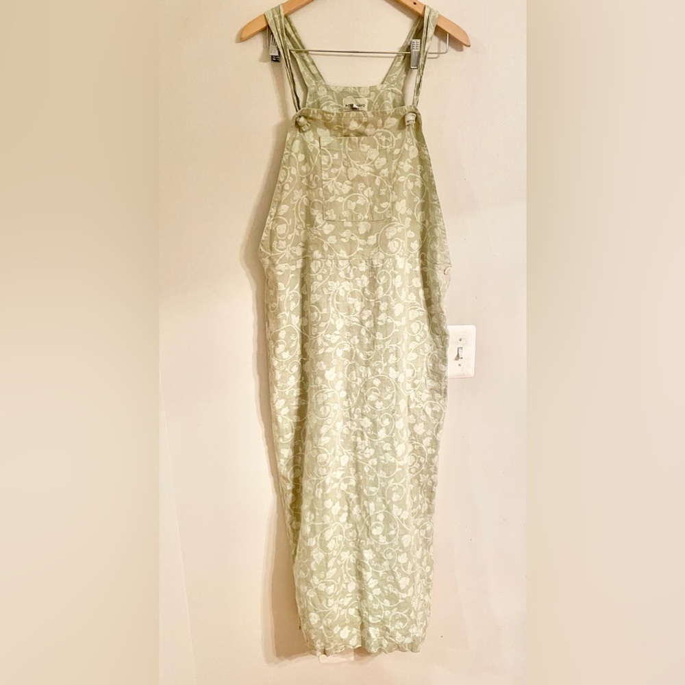 Putumayo  100% Linen  Floral Jumper Dress Cottagecore Sz M Lagenlook-Russia- EUC